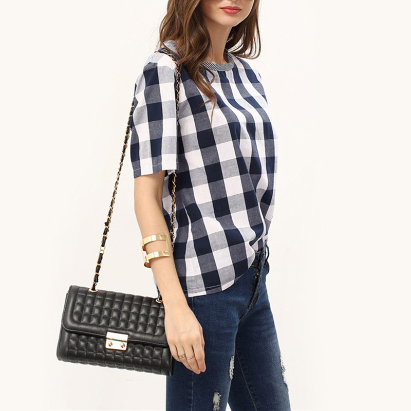 Sheinside-Women-Summer-Style-White-Royal-Blue-Check-Crew-Neck-Tees-Women-Tops-Casual-Shirts-Short-Sl-32673546388