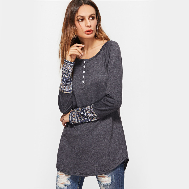 Sheinside-Women-Tops-Womens-Long-Sleeve-Tops-Women-T-Shirt-Dark-Grey-Contrast-Tribal-Print-Cuff-Butt-32781930730