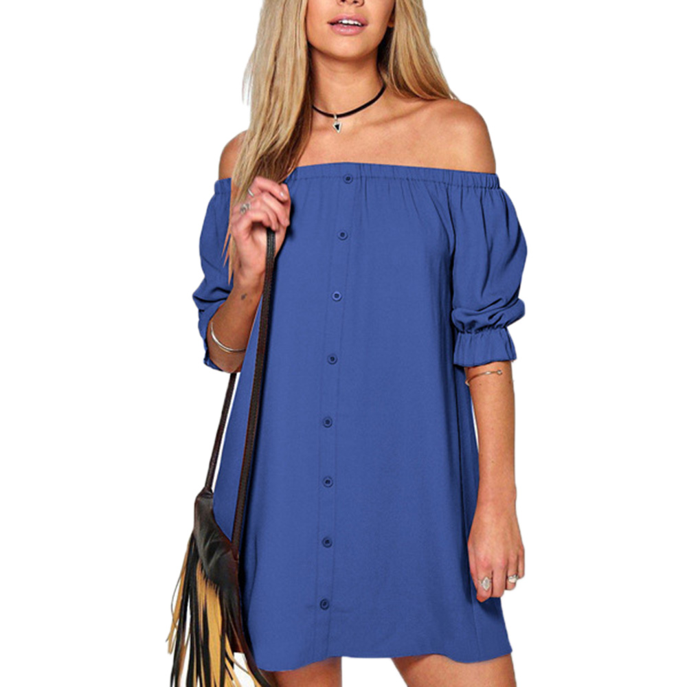 Singwing-Women-Slash-neck-Dresses--Sexy-Short--Puff-Sleeve-dress-Solid-Color-Summer-women-Casual-Dre-32758644850