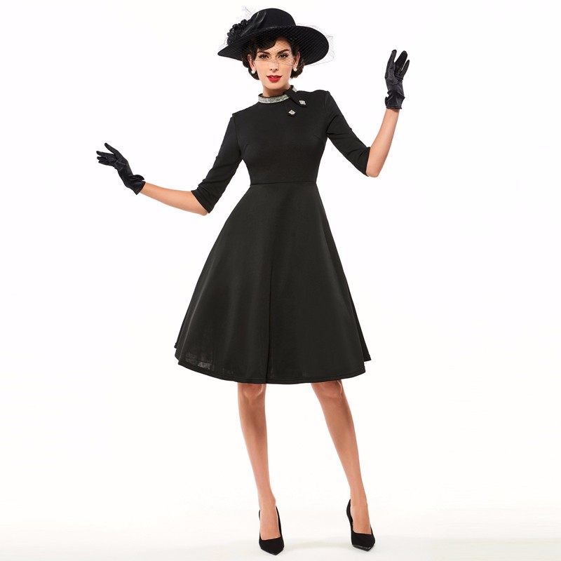 Sisjuly-Vintage-Dress-Women-Solid-Black-Party-Dresses-2017-Spring-Summer-1950s-Style-Diamonds-Female-32614429588