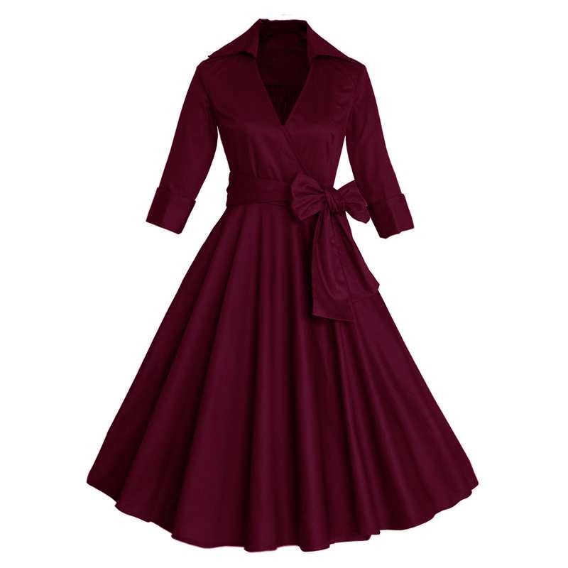 Sisjuly-Vintage-women-autumn-dress-1950s-festa-Dress-half-sleeve-turn-down-collar-A-line-elegant-Par-32760995592