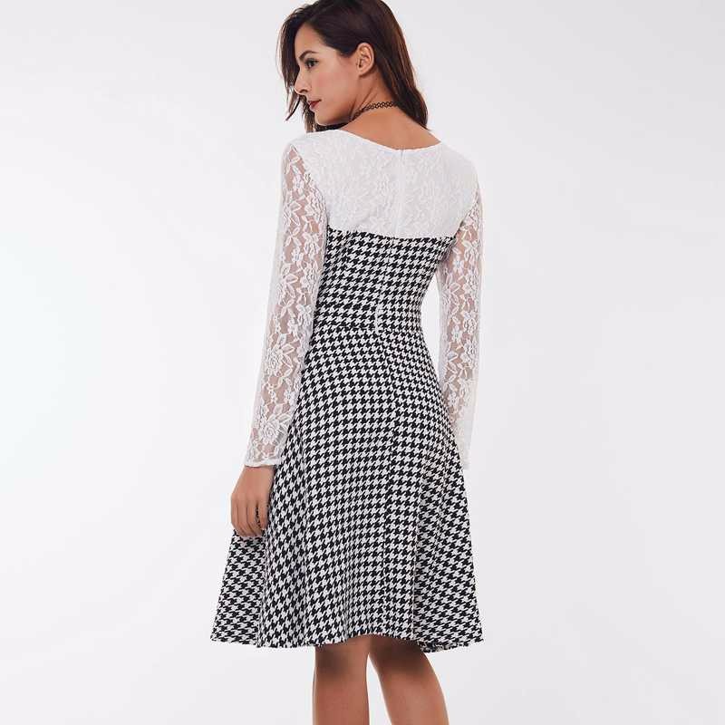 Sisjuly-women-casual-dress-fashion-white-black-patchwork-lace-plaid-dress-spring-female-party-style--32749141829