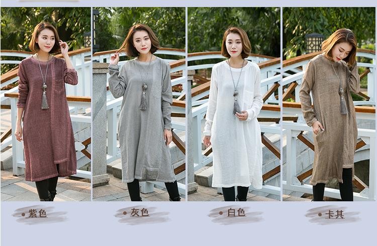 Spring-Autumn-new-cotton-linen-dress-for-female--Women-long-sleeve-do-old-casual-dresses-66021-32715170570