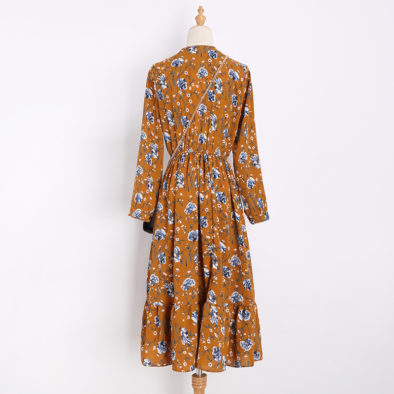 Spring-Fashion-New-Chiffon-Flowers-Printed-Dress-Women-Long-Sleeve-Elastic-Waist-Loose-Elegant-Dress-32793540490