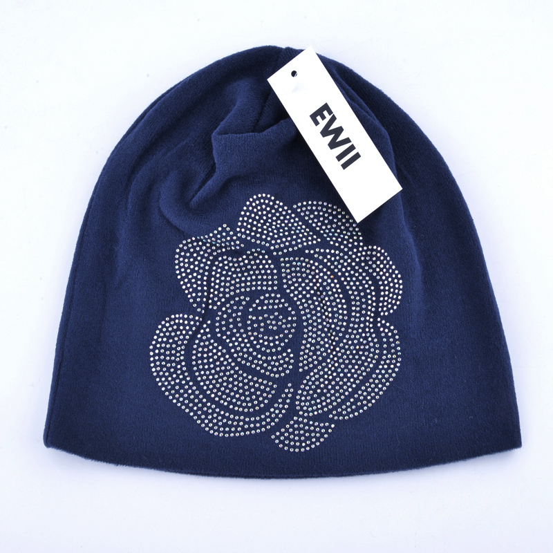 Spring-and-Autumn-ladies-beanie-knitted-hat-women-flower-rhinestones-hats-for-women39s-skullies-caps-32697214175