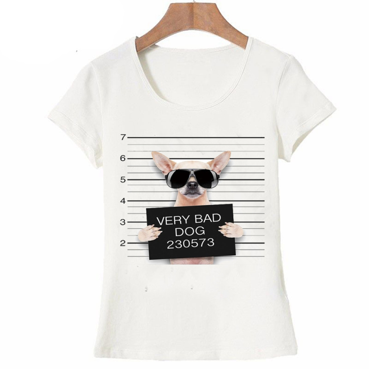 Summer-Unique-Police-Chihuahua-Design-T-Shirt-Women39s-short-sleeve-very-bad-dog-print-Tops-cool-Hip-32789144235