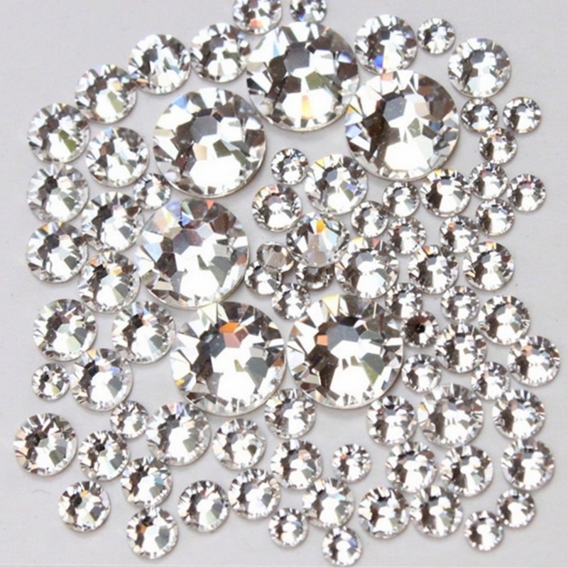 Super-Deal-Shiny-1440PCS-SS3-To-SS10-Non-Hotfix-Glass-Rhinestones-Clear-Crystal-For-3D-Nail-Art-Deco-32509120038