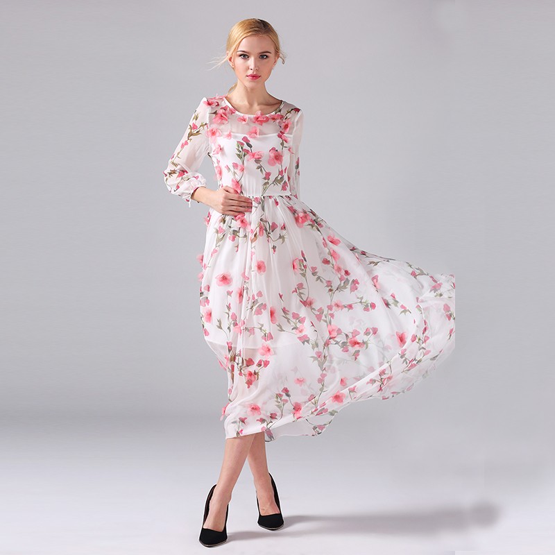 Sweet-Dress-New-2016-Spring-Summer-Famous-Street-Vintage-Novelty-Appliques-amp-Floral-Print-Slim-Whi-32604620140