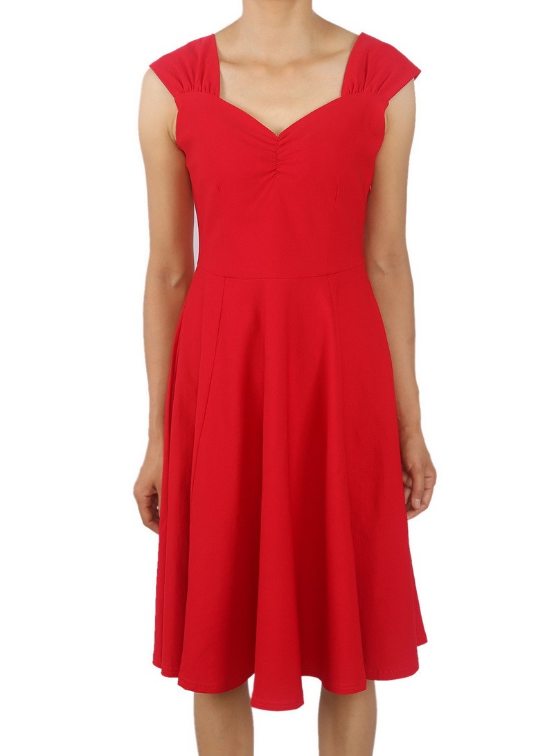 T39O-Womens-Elegant-Sexy-Hot-Audrey-Hepburn-Solid-RedBlack-V-Neck-Sleeveless-Tunic-Casual-Party-Club-32762679141