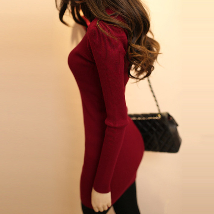 TANGNEST-Women-Sexy-Sweater-Dress-2016-Autumn-Winter-Fashion-V-Neck-Bodycon-Basic-Mini-Solid-Color-K-32730043258