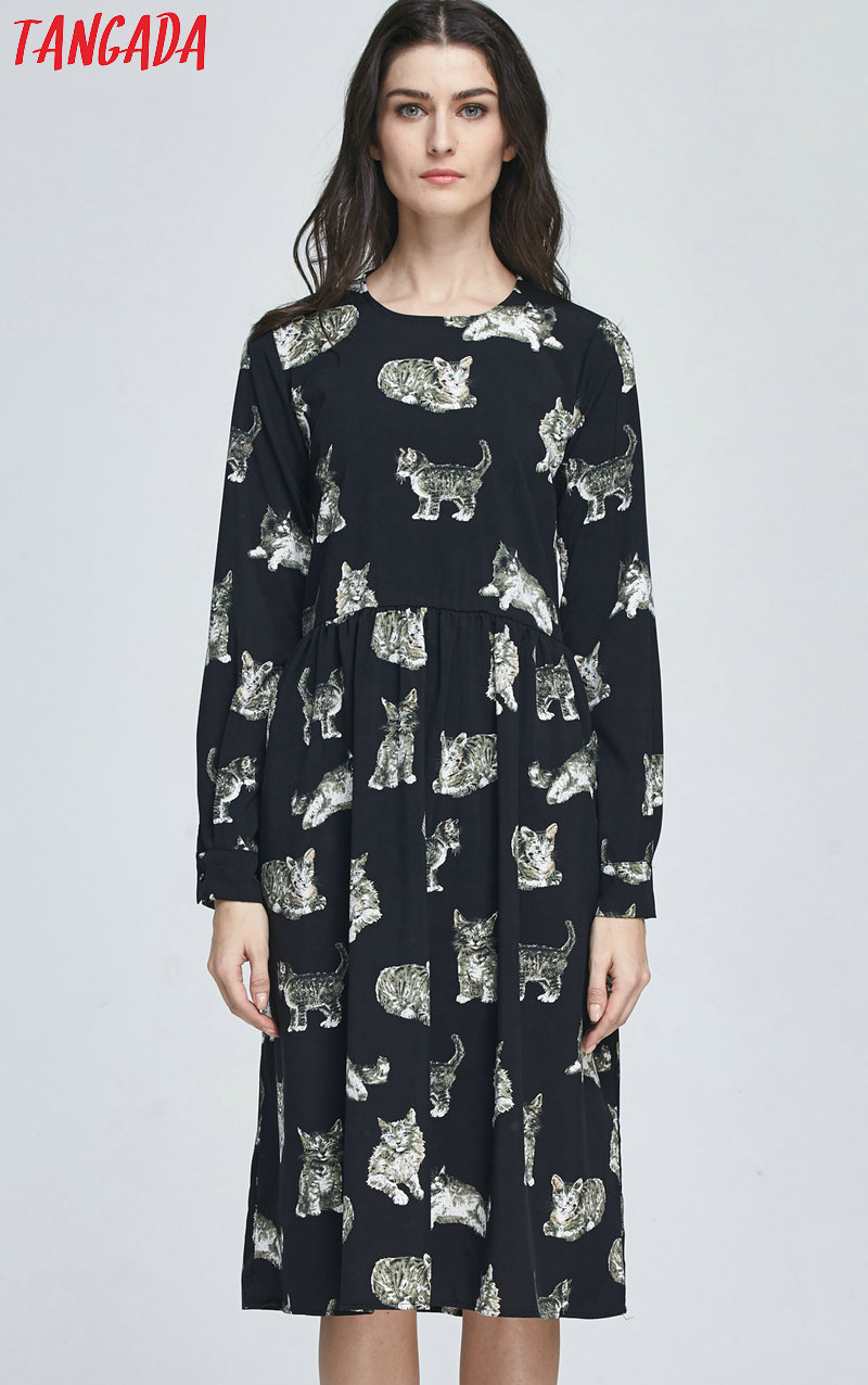 Tangada-Fashion-Black-Dress-Cats-Printed-2017-Midi-Dresses-Women-Clothes-Elegant-Vintage-Long-Sleeve-32781112375