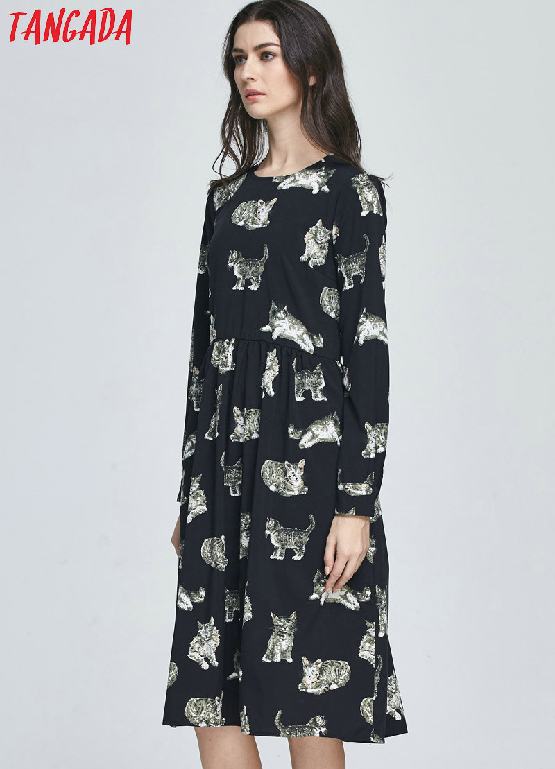 Tangada-Fashion-Black-Dress-Cats-Printed-2017-Midi-Dresses-Women-Clothes-Elegant-Vintage-Long-Sleeve-32781112375