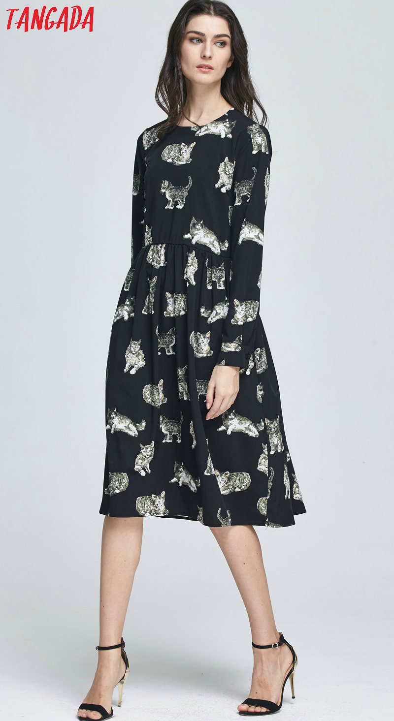 Tangada-Fashion-Black-Dress-Cats-Printed-2017-Midi-Dresses-Women-Clothes-Elegant-Vintage-Long-Sleeve-32781112375