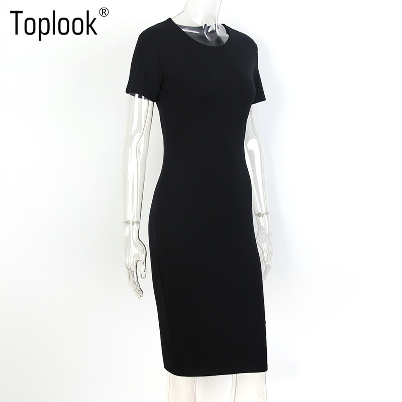 Toplook-Bodycon-Women-Dress-Short-Sleeve-Robe-Sexy-Summer-Office-Dresses-Knee-Length-Bandage-Midi-Bl-32801776240