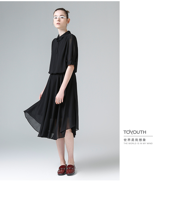 Toyouth-Women-Summer-Chiffon-Elastic-Wiast-Half-Sleeve-Turn-Down-Collar-Casual-Irregular-Swing-Solid-32294314560