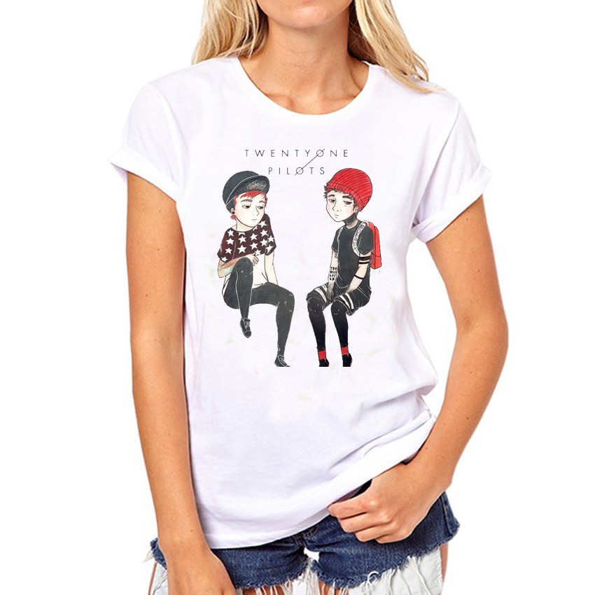 Twenty-One-Pilots-T-Shirt-2017-Fashion-Women39s-Summer-Rock-Roll-Pattern-T-shirt-Women-Casual-21-Pil-32780228956