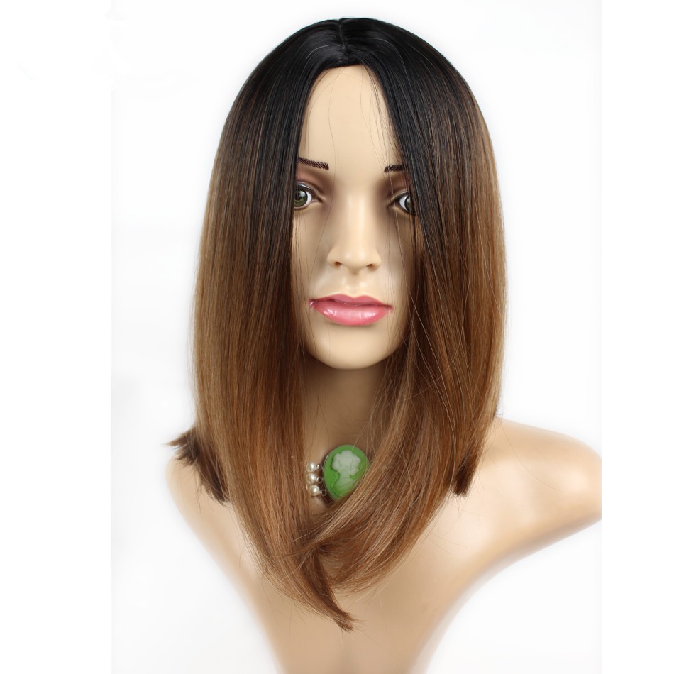 Two-colour-2016-Two-Tones-Ombre-Wig-Medium-Long-Straight-Synthetic-Hair-Wig-for-Black-Women-Perruque-32698598910