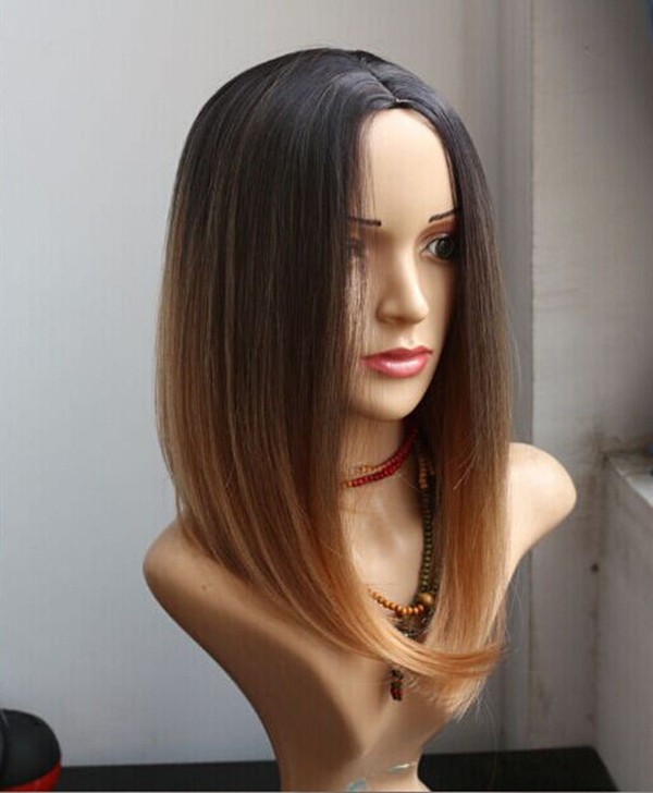 Two-colour-2016-Two-Tones-Ombre-Wig-Medium-Long-Straight-Synthetic-Hair-Wig-for-Black-Women-Perruque-32698598910