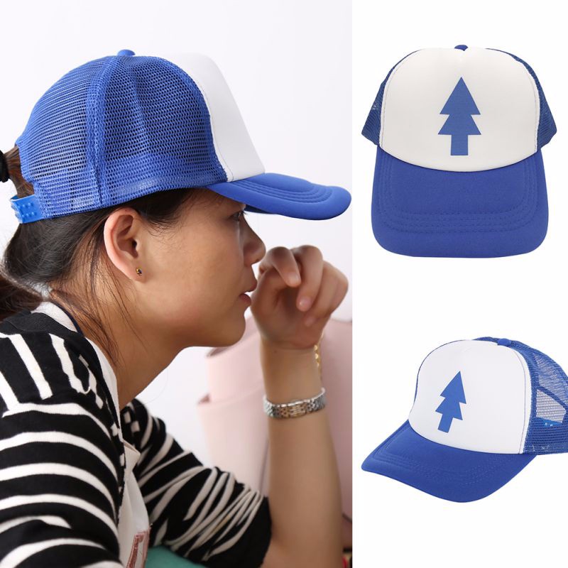Unisex-Women-Men-Curved-Bill-BLUE-PINE-TREE-Dipper-Gravity-Falls-Cartoon-Mesh-Hat-Cap-Trucker-Baseba-32685593046
