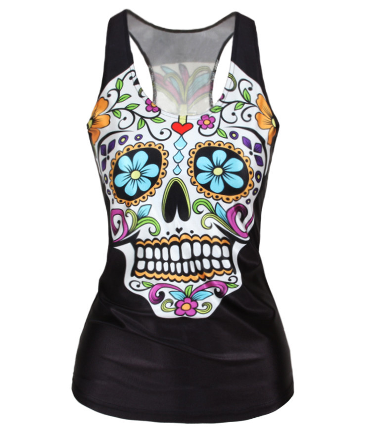 V9-Free-Shipping-Spring-New-2015-Women-t-shirt-Floral-Sugar-Skull--Tops-Adventure-Time--HOT-SALE-32633525441