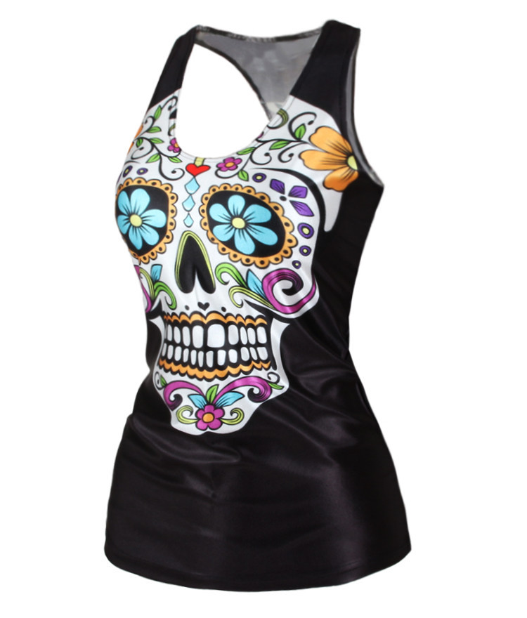 V9-Free-Shipping-Spring-New-2015-Women-t-shirt-Floral-Sugar-Skull--Tops-Adventure-Time--HOT-SALE-32633525441