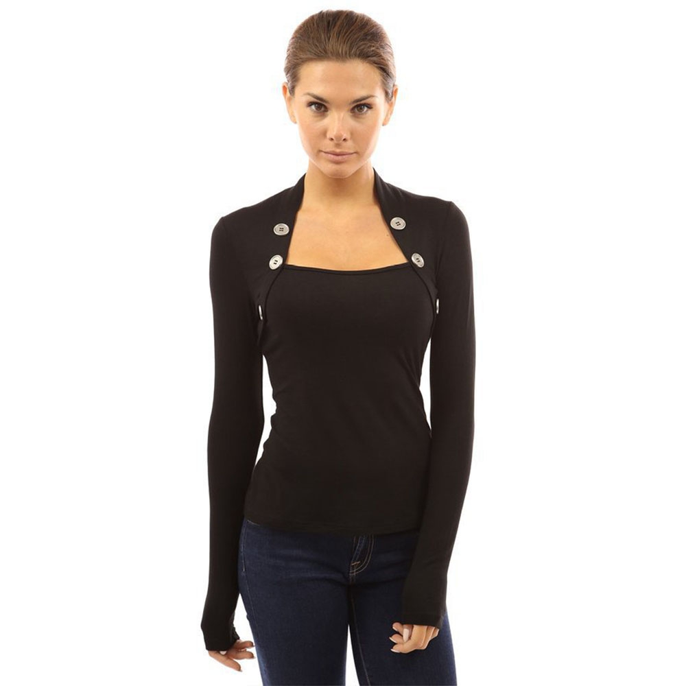 VESTLINDA-Women-T-Shirt-Tops-Fall-Tee-Shirt-Buttons-Long-Sleeve-Ladies-Shirts-Knitted-Femme-Blusas-W-32591940118