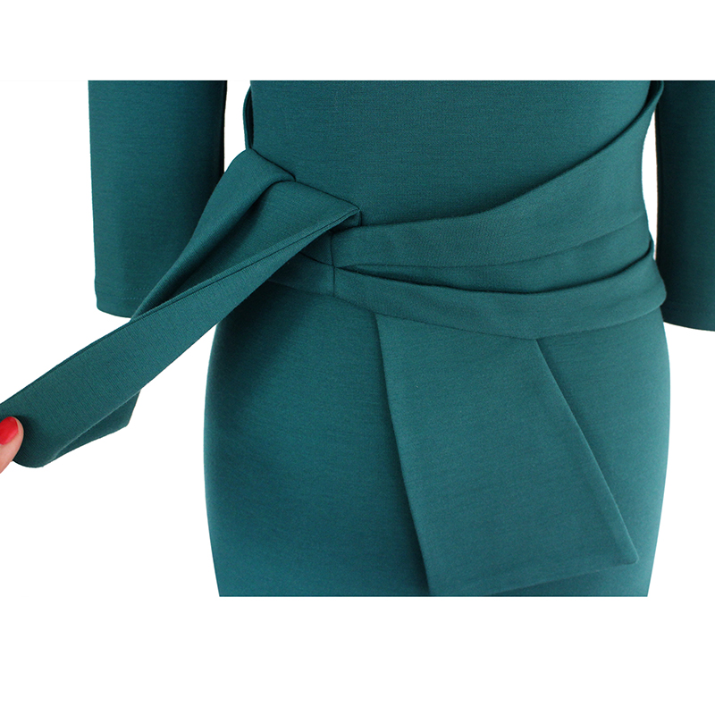 VfEmage-Womens-Asymmetric-Neck-Elegant-Belted-Tunic-Wear-to-Work-Office-Business-Bodycon-Stretch-Fit-32793189603