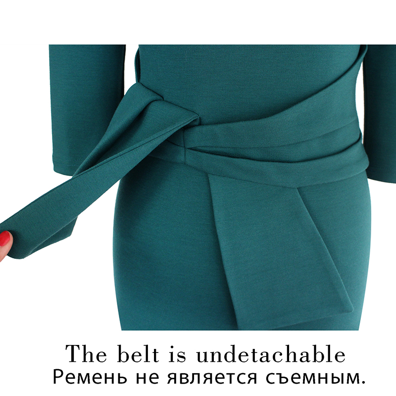 VfEmage-Womens-Asymmetric-Neck-Elegant-Belted-Tunic-Wear-to-Work-Office-Business-Bodycon-Stretch-Fit-32793189603