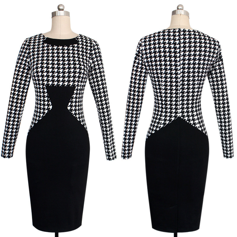 Vfemage-Womens-Elegant-Vintage-Houndstooth-Colorblock-Tunic-Wear-To-Work-Business-Casual-Party-Bodyc-32286212185
