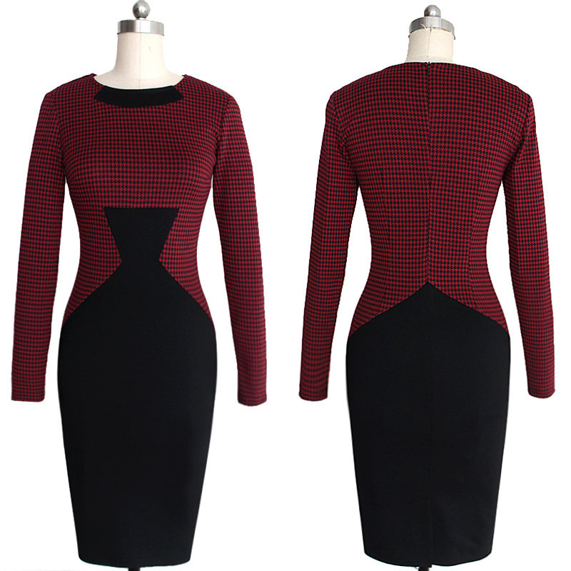 Vfemage-Womens-Elegant-Vintage-Houndstooth-Colorblock-Tunic-Wear-To-Work-Business-Casual-Party-Bodyc-32286212185