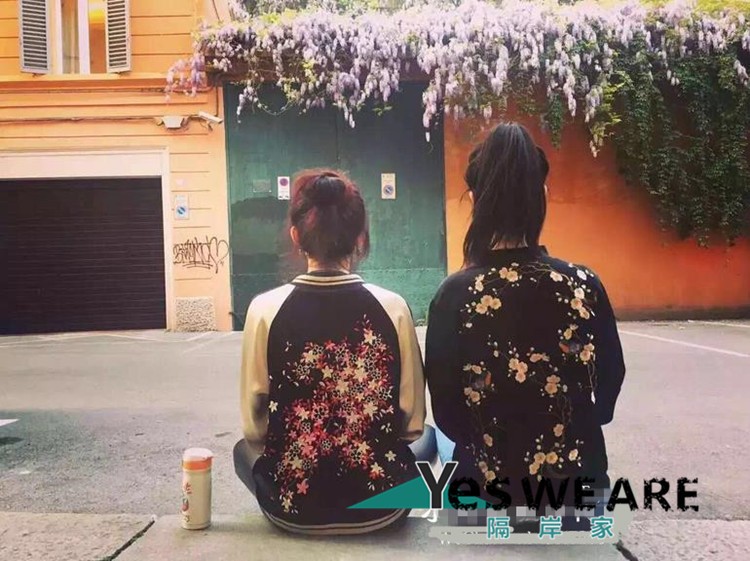 Vintage-Embroidery-Stars-Flower-Pattern-Reversible-Jacket-Coat-Women-Contrast-Sleeve-Bomber-Pilots-O-32670436886