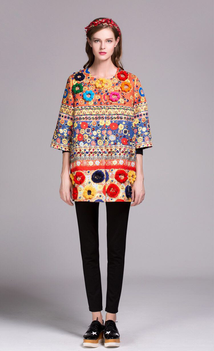 Vintage-Novelty-Coat-2016-Autumn-New-Fashion-Daily-Flowers-Applique-Luxury-Print-Three-Quarter-Sleev-32714768293