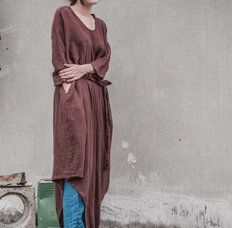 Winter-Dress-Long-Sleeve-Solid-Color-Cofee-Red-Blue-Women-Full-Dress-Cotton-Linen-Women-Dress-Plus-S-32774992165