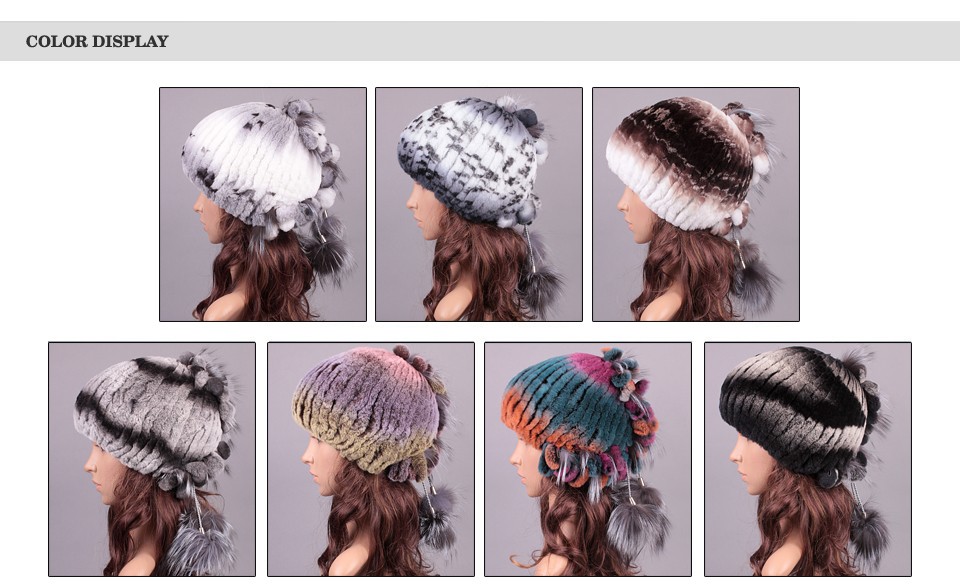 Winter-Fur-Hats-Knitted-Rex-Rabbit-Fur-Fluffy-Ball-Design-Hat-Girls-Casual-Warm-Lovely-Caps-Beanies--32660135095