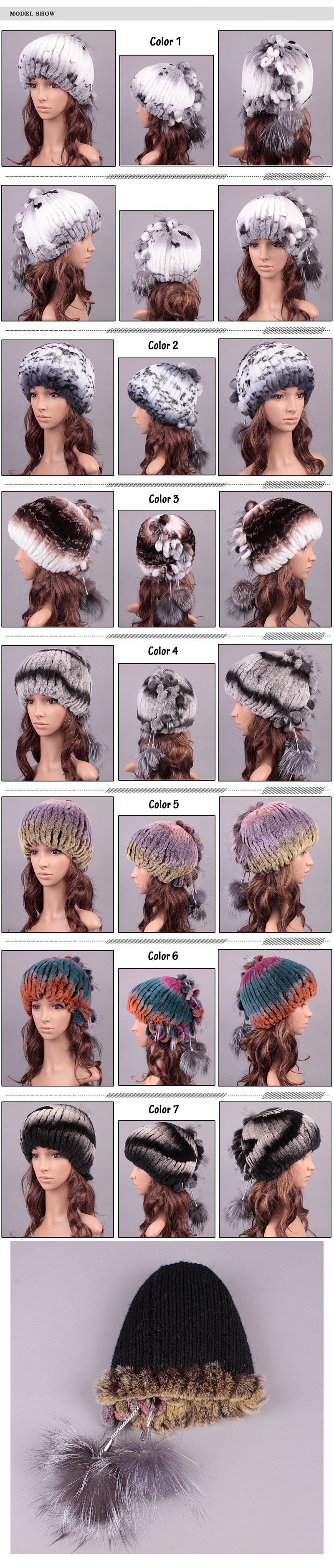 Winter-Fur-Hats-Knitted-Rex-Rabbit-Fur-Fluffy-Ball-Design-Hat-Girls-Casual-Warm-Lovely-Caps-Beanies--32660135095
