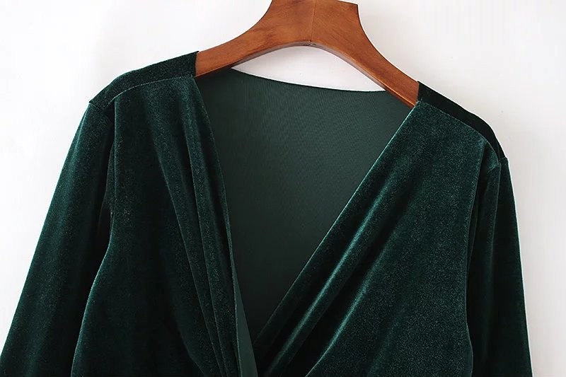Winter-Velvet-Dress-Cross-Deep-V-Long-Sleeve-Sexy-robe-Solid-Color-Women-Casual-Dresses-Plus-Size-XZ-32772671484