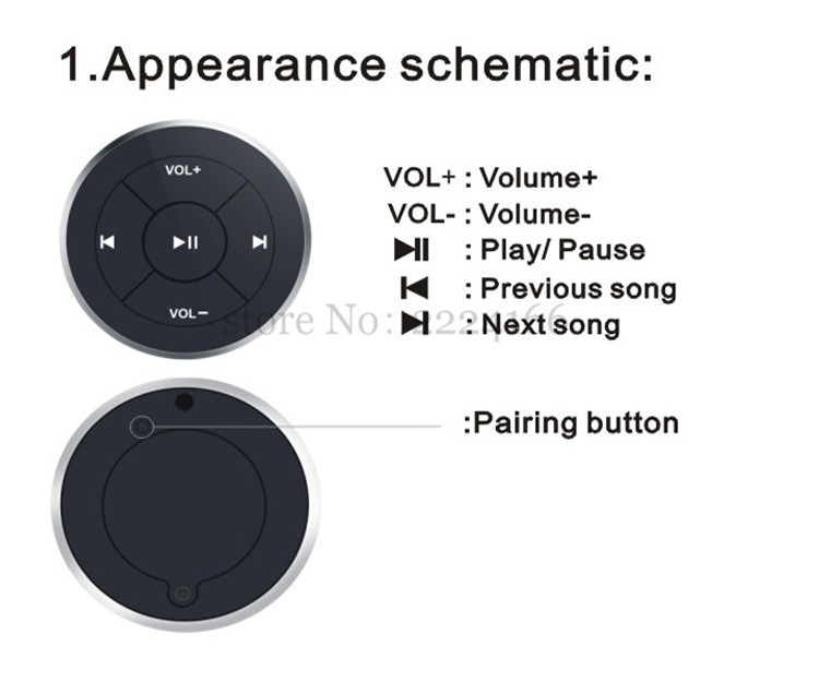 Wireless-Bluetooth-Media-Remote-steering-wheel-remote-mobile-mp3-music-play-for-car-motorcycle-bike--32687922963