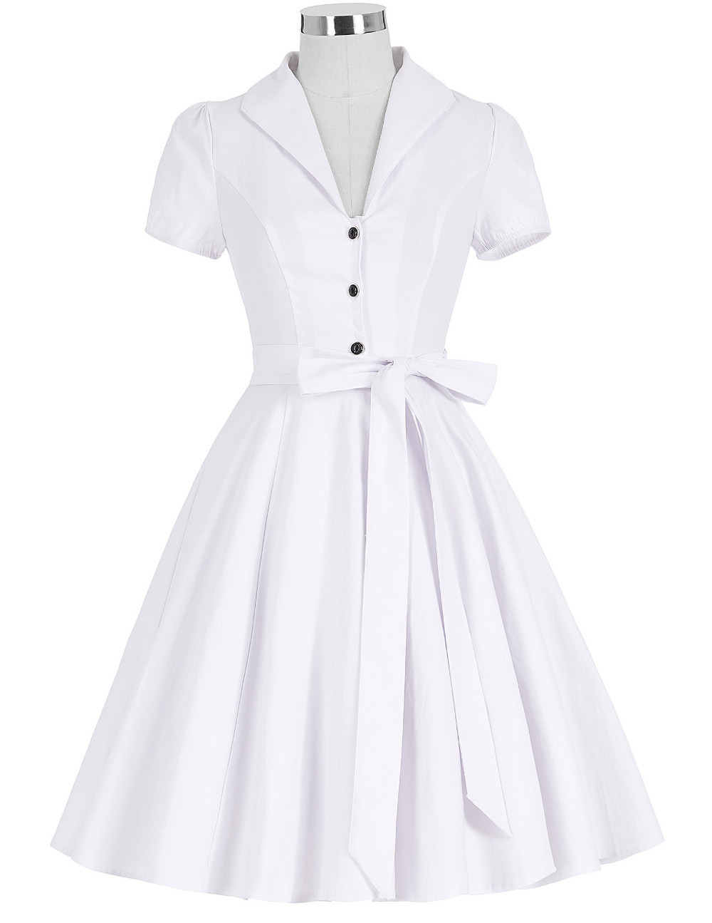 Women-50s-Vintage-Dress-Summer-Style-2017-Short-Sleeve-Lapel-Collar-Pink-Yellow-White-Short-Retro-Pi-32730576419