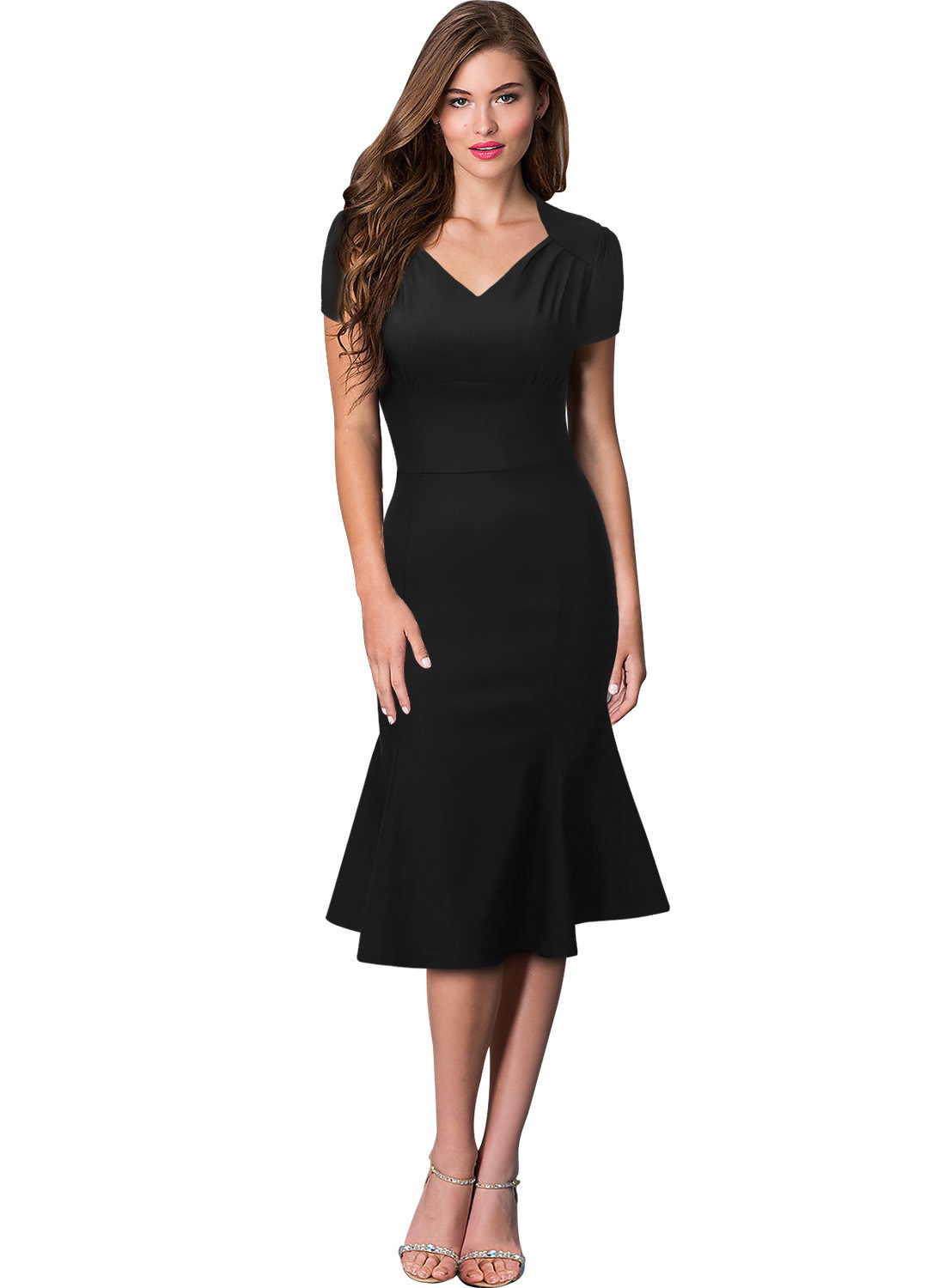 Women-Fishtail-Office-Dress-2017-Summer-New-Fashion-Vestidos-Short-Sleeve-V-neck-Sexy-Work-Dresses-R-32781367925