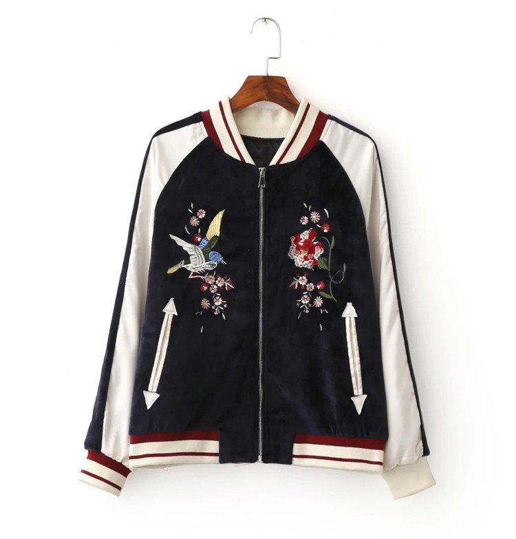 Women-Silky-amp-Velvet-Spliced-Bomber-Jacket-Floral-Embroidered-Bomber-Jackets-Contrast-color-Coat-P-32703814942