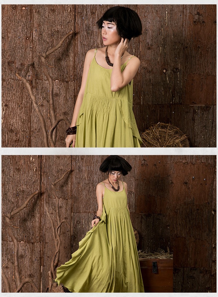 Women-summer-cotton-linen-big-swing-ankle-length-long-dresses-sleeveless-spaghetti-strap-Bohemian-be-32324295043