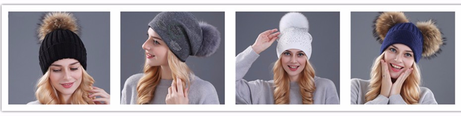 Xthree-women39s-winter-hat-Rabbit-fur-wool-knitted-hat-the-female-of-the-mink-pom-pom-Shining-Rhines-32774218067