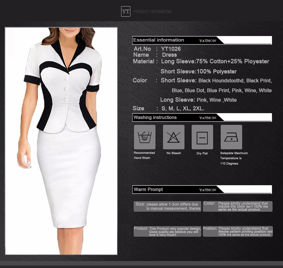 YATHON-False-two-Heart-Pattern-Formal-Office-Work-Pencil-Dress-For-Women-Elegant-Pin-Up-Summer-Bodyc-32754457008