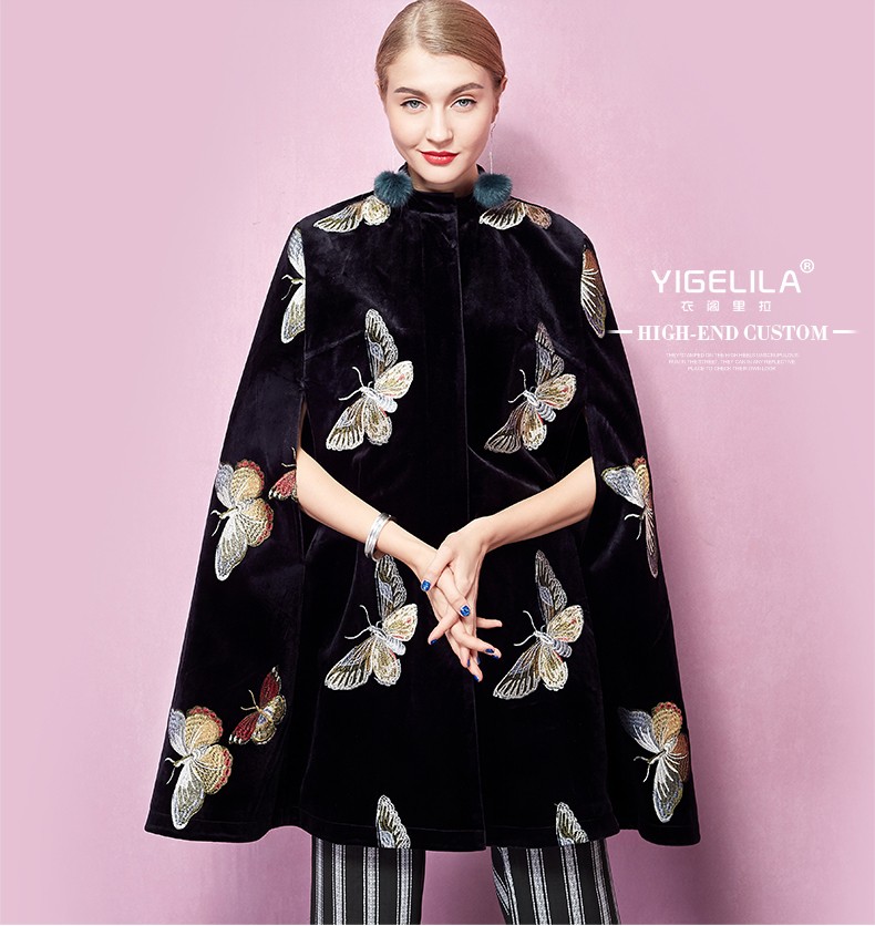 YIGELILA-9374-Latest-Winter-New-Women-Black-Velvet-Butterfly-Embroidery-Cloak-Cape-Coat-Poncho-32542900917