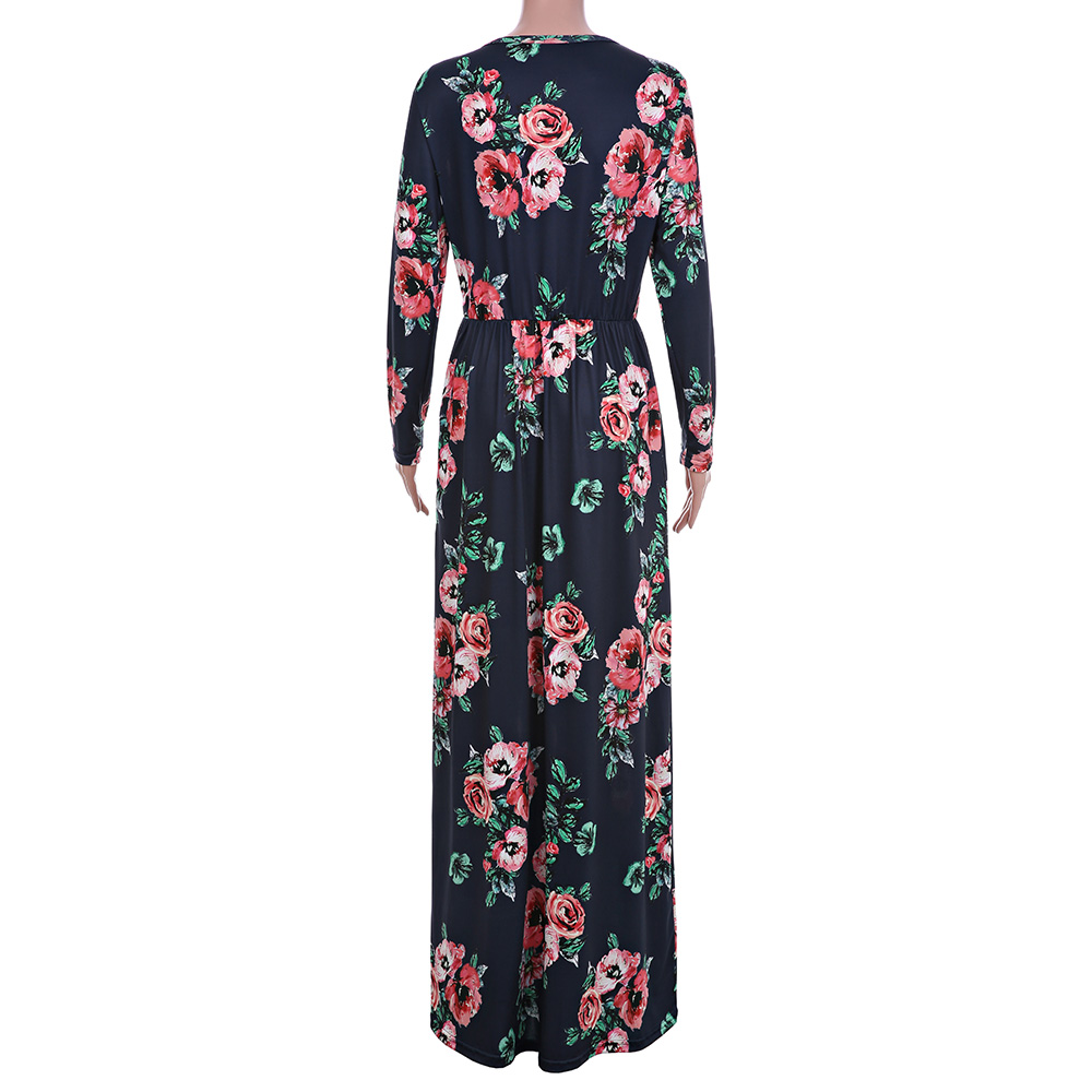 Ybenlow-2017-Women-Dresses-Long-Fashion-Printed-Maxi-Dress-O-neck-Three-Quarter-Sleeve-Empire-Flower-32790666089