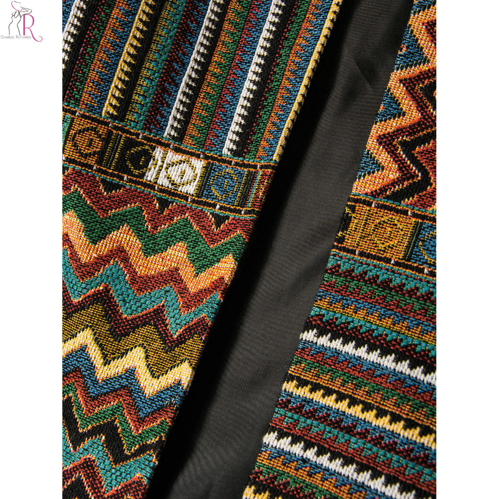 Yellow-Slim-Geometric-Folk-Tribal-Striped-Jacket-Coat-Outwear-Open-Front-Three-Quarter-Sleeve-Casual-32701965963