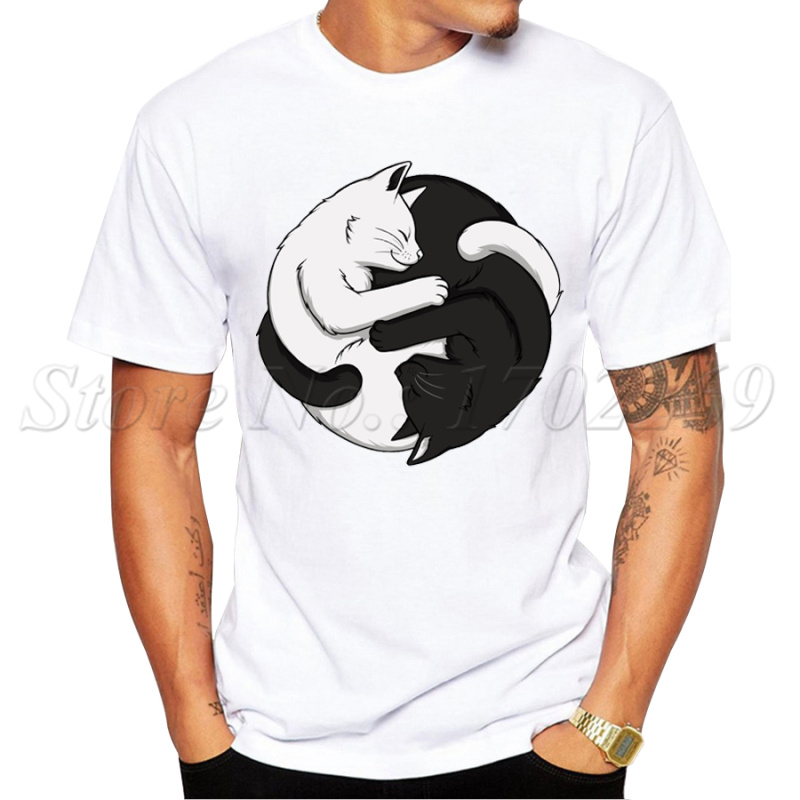 Yin-Yang-Cats-Design-2016-Newest-Men-t-shirt-Summer-Fashion-White-amp-Black-Cat-Hug-Printed-Tee-Shir-32679094878