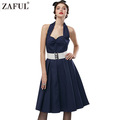 ZAFUL-5-color-Women-Vintage-Dress-Animal-Print-Retro-robe-50s-Short-Sleeves-Belts-elegant-Feminino-R-32781896250