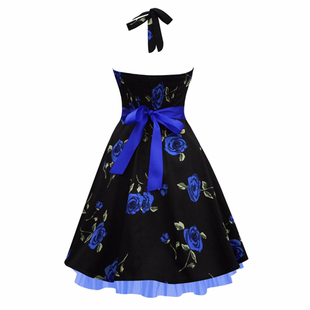 ZAFUL-Women-Summer-Floral-60s-Vintage-Dress-Big-Size-S2XL-Belts-Party-Swing-Feminino-Vestidos-Halter-32768563522