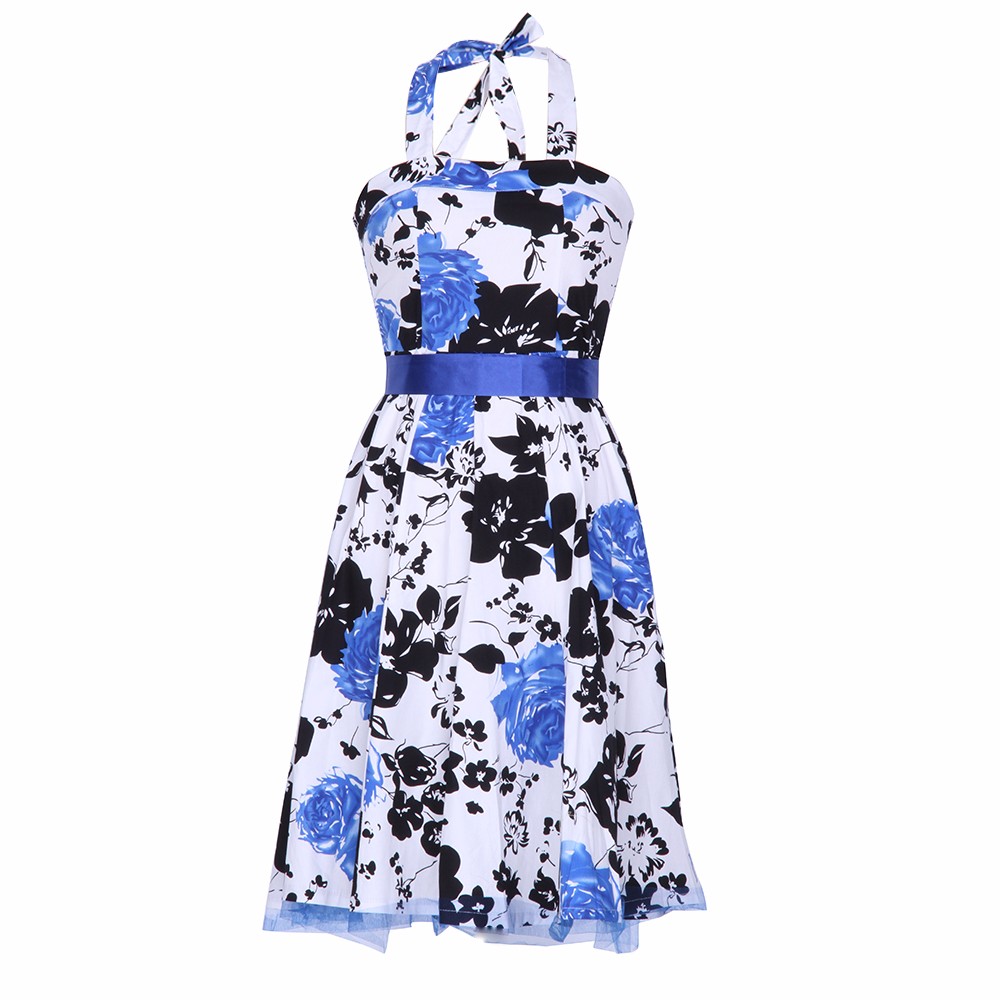 ZAFUL-Women-Summer-Floral-60s-Vintage-Dress-Big-Size-S2XL-Belts-Party-Swing-Feminino-Vestidos-Halter-32768563522